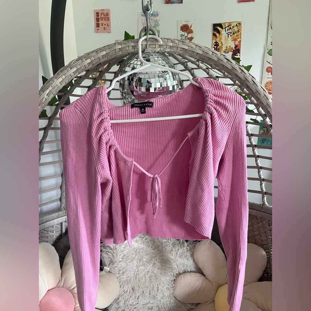 bright pink tie front top